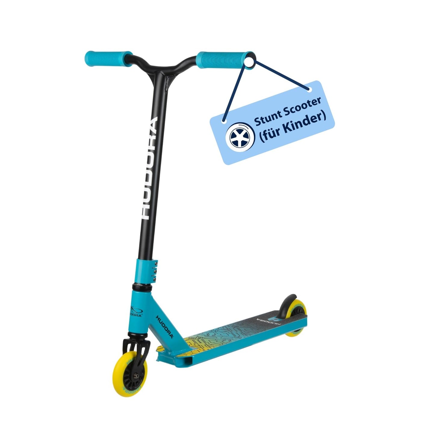 HUDORA stunts skrejritenis bērniem, 360° stūrēšana, skrejritenis, ABEC 9 lodīšu gultņi, izturīgs fun skrejritenis, kick skrejritenis, triku skrejritenis, pilsētas skrejritenis, apmēram 6-10 gadi, 14058, zils