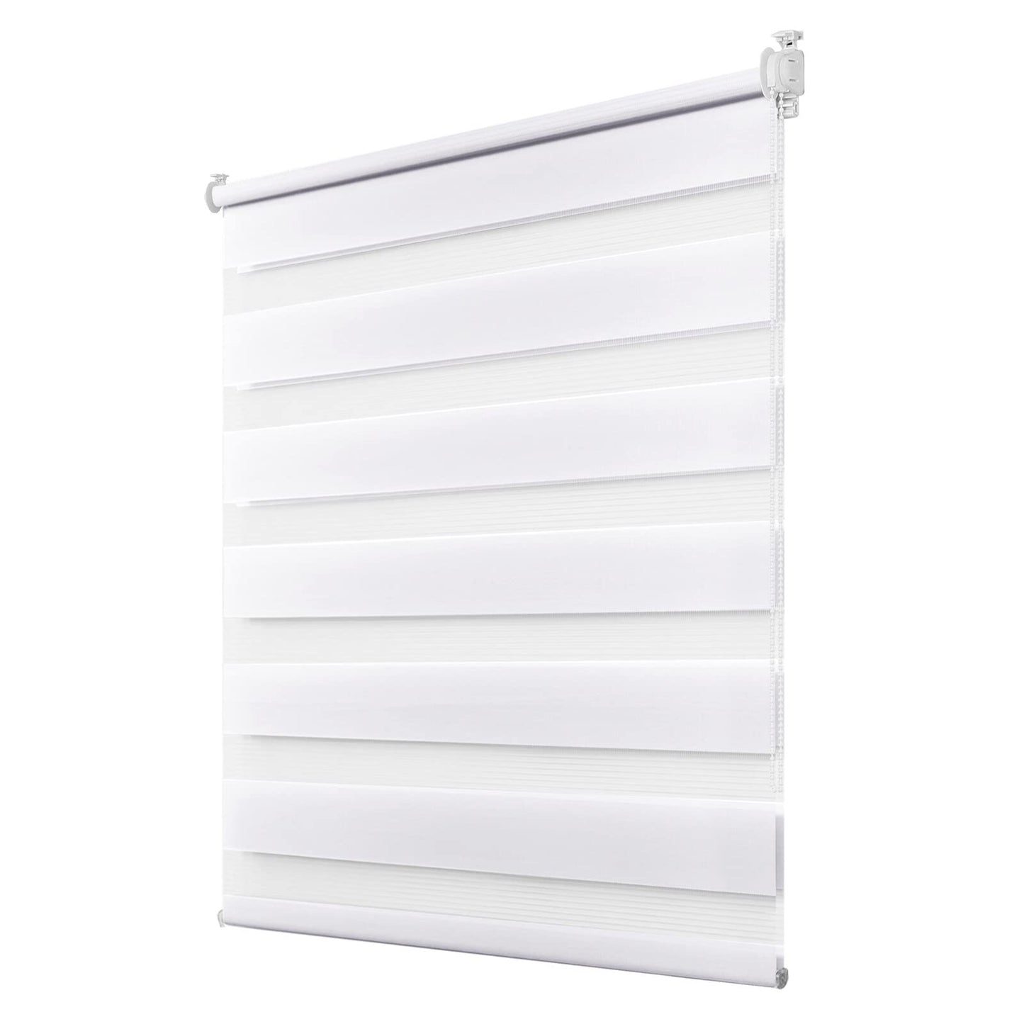 Dubultais rullo žalūzijas Deswell Klemmfix bez urbšanas, balta, B90 x H120 cm (auduma platums 86cm), logu žalūzijas ar gaismu caurlaidīgu un aptumšojošu audumu, augstumu bezpakāpju regulēšana