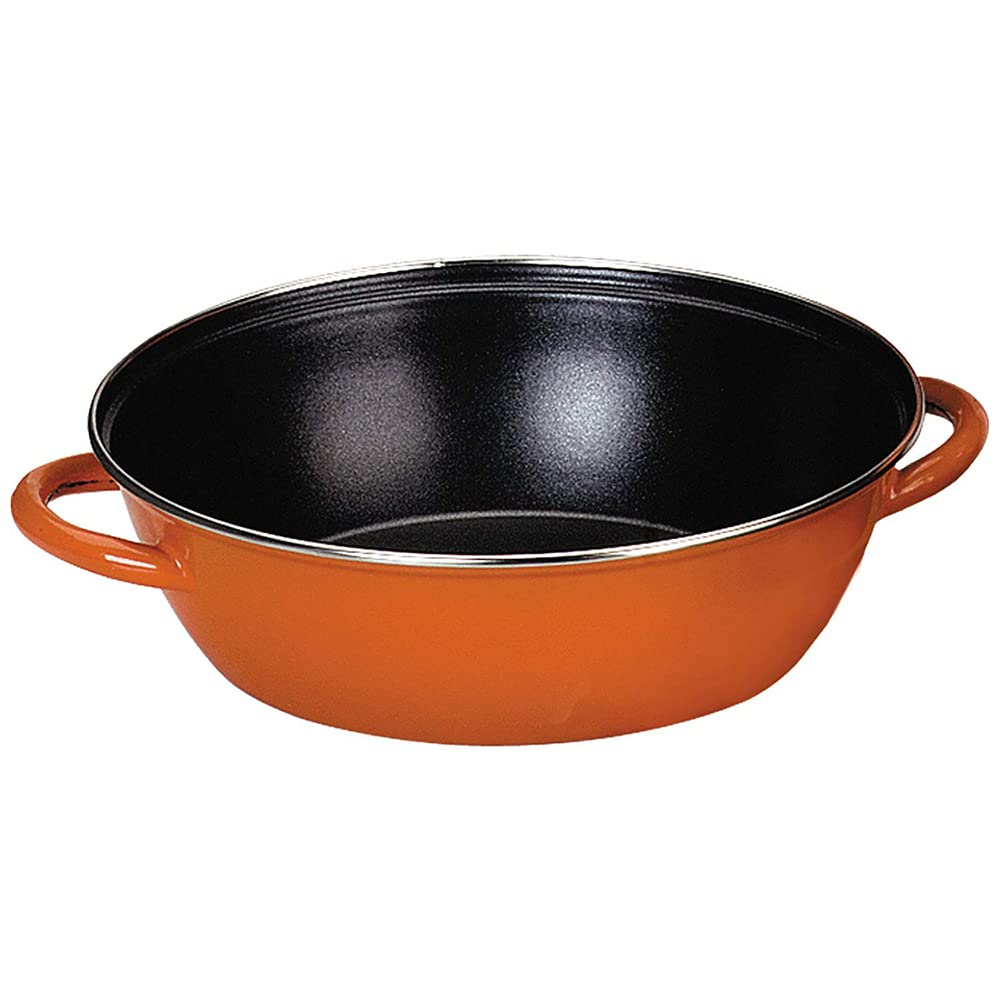 IBILI panna ar 2 rokturiem New Orange - 40 cm, emaljēts, glazēts tērauds, nelīpošs, piemērots indukcijai