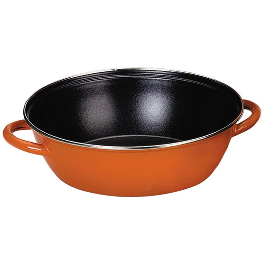 IBILI panna ar 2 rokturiem New Orange - 40 cm, emaljēts, glazēts tērauds, nelīpošs, piemērots indukcijai