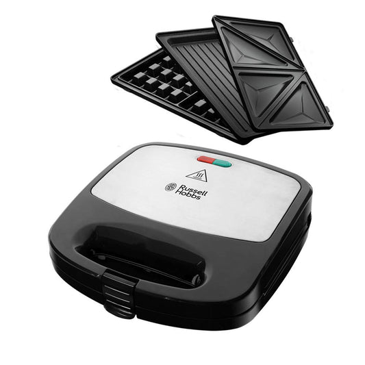 Russell Hobbs daudzfunkcionālais iekārta 3-in-1 [sviestmaizes cepeškrāsns, vafeļu panna, kontaktgrils] Fiesta (mazgājams trauku mazgājamajā mašīnā un ar nelipīgu pārklājumu, paplašināms: kūku pops, mini donati, čurros) 24540-56