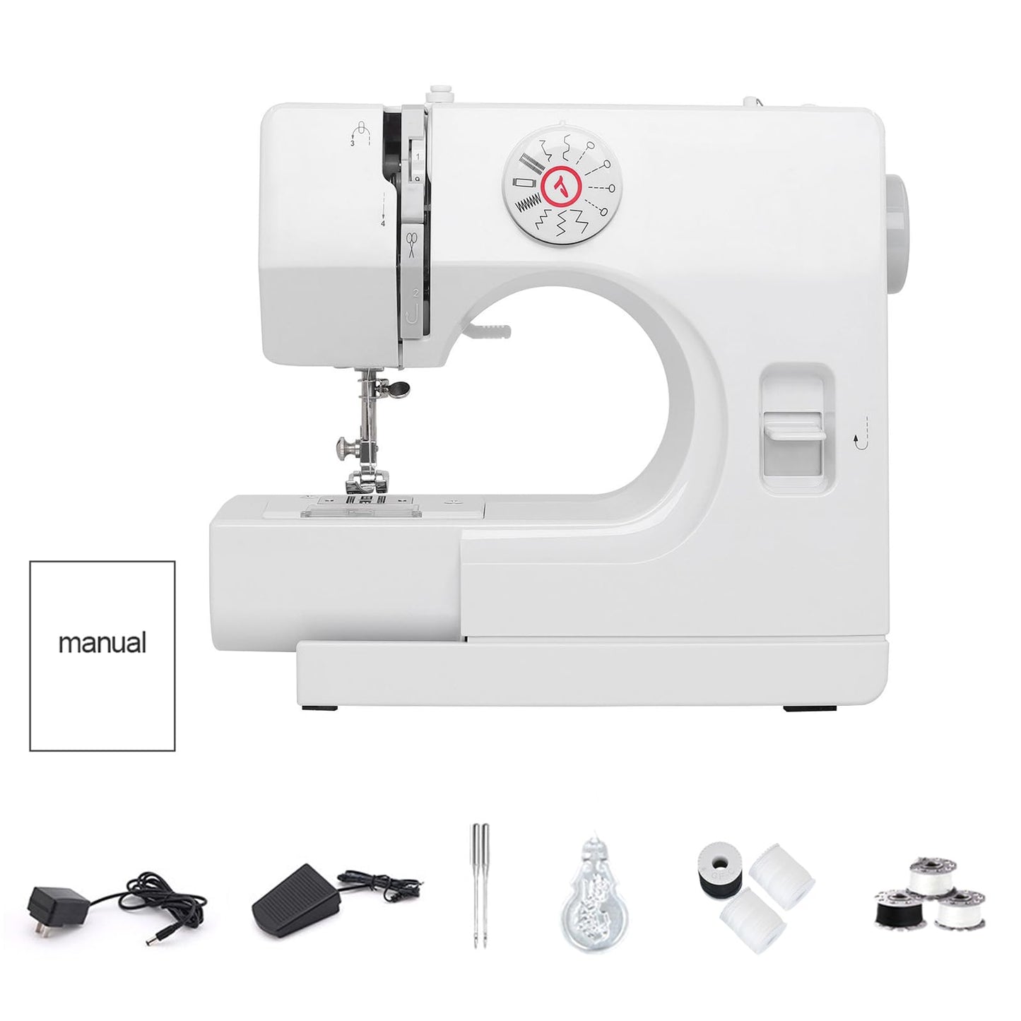 Letcart 725 Elektrische NäHmaschine Mit 12 NäHprogrammen, Tragbare Mini NäHmaschine FüR AnfäNger, Led NäHlicht, Einstellbare StichläNge, RüCkwäRtstaste, Fadenschneider