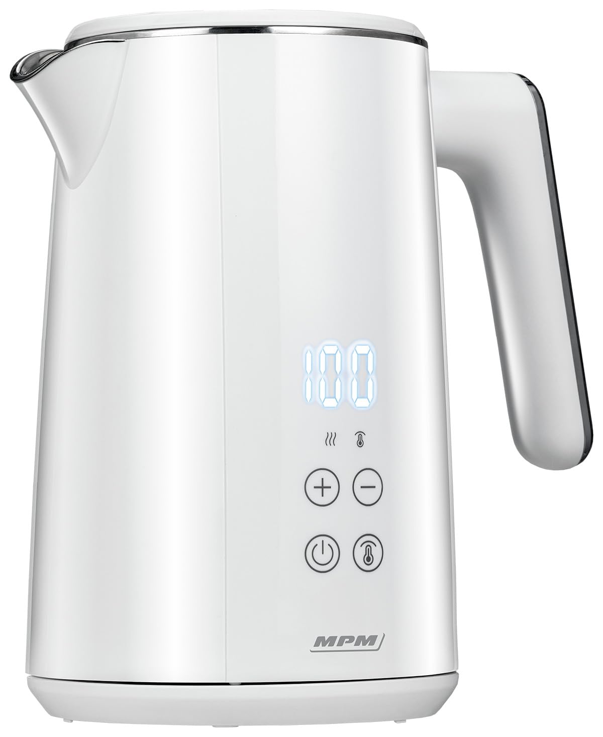 MPM MCZ-120 ūdens vārītājs - 1,5L, dubultsienu dizains, temperatūras regulēšana 40-100°C, nerūsējošais tērauds, 2200W, kluss, balts