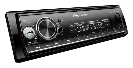 Pioneer MVH-S520DAB-AN ar DAB antenu, 1-DIN autoradio ar DAB+, sarkans, vācu izvēlnes vadība, Bluetooth, US, AUX ieeja, iPod/iPhone tiešā kontrole, brīvroku ierīce, Smart Sync