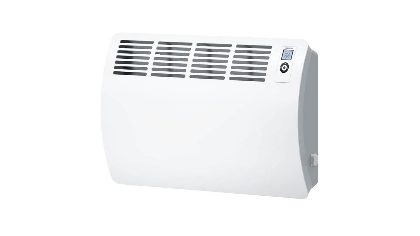 STIEBEL ELTRON sienas konvektors CON 20 Premium, 2 kW apmēram 25 m², VDE pārbaudīts, LC displejs, nedēļas taimeris, 120 min. īslaicīgais taimeris, Silent Mode, elektriskais sildītājs ar energoefektīvu darbību, 237833, balts