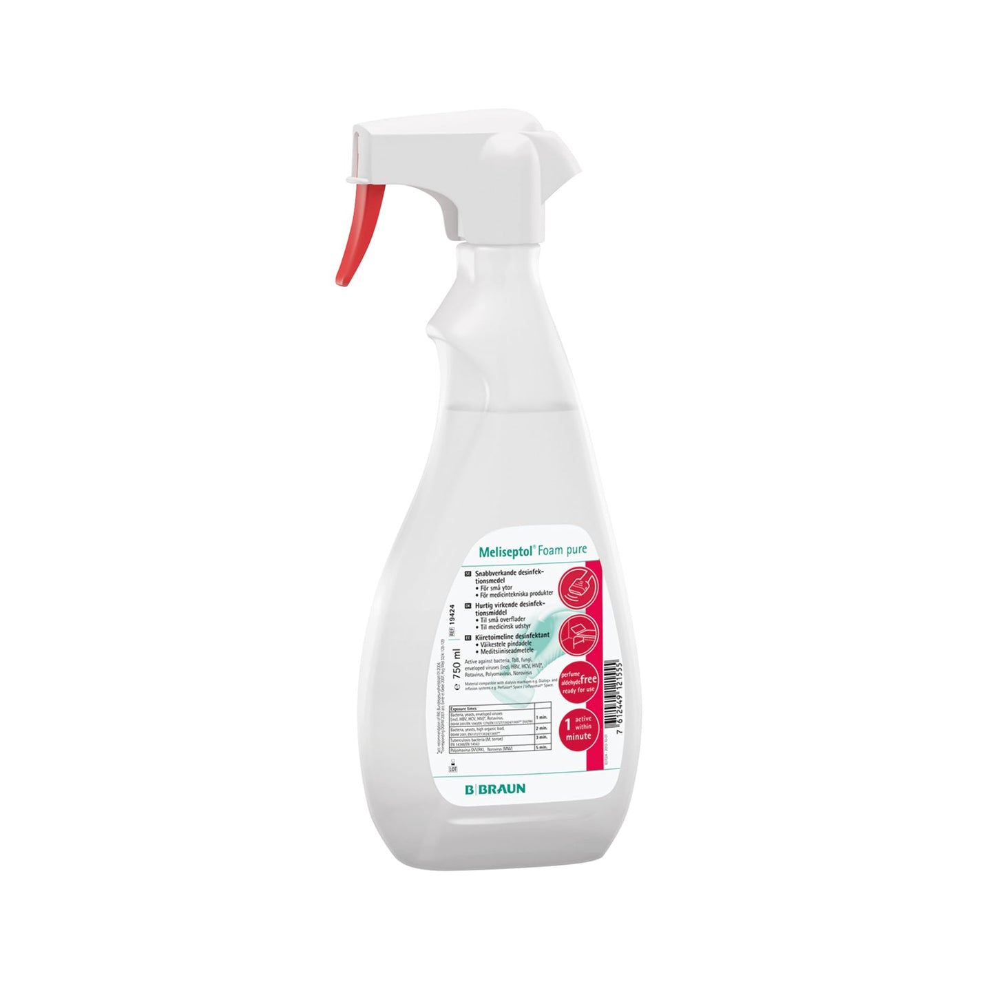 Meliseptol Foam pure dezinfekcijas putas jutīgām virsmām, putu aerosola pudele 750ml