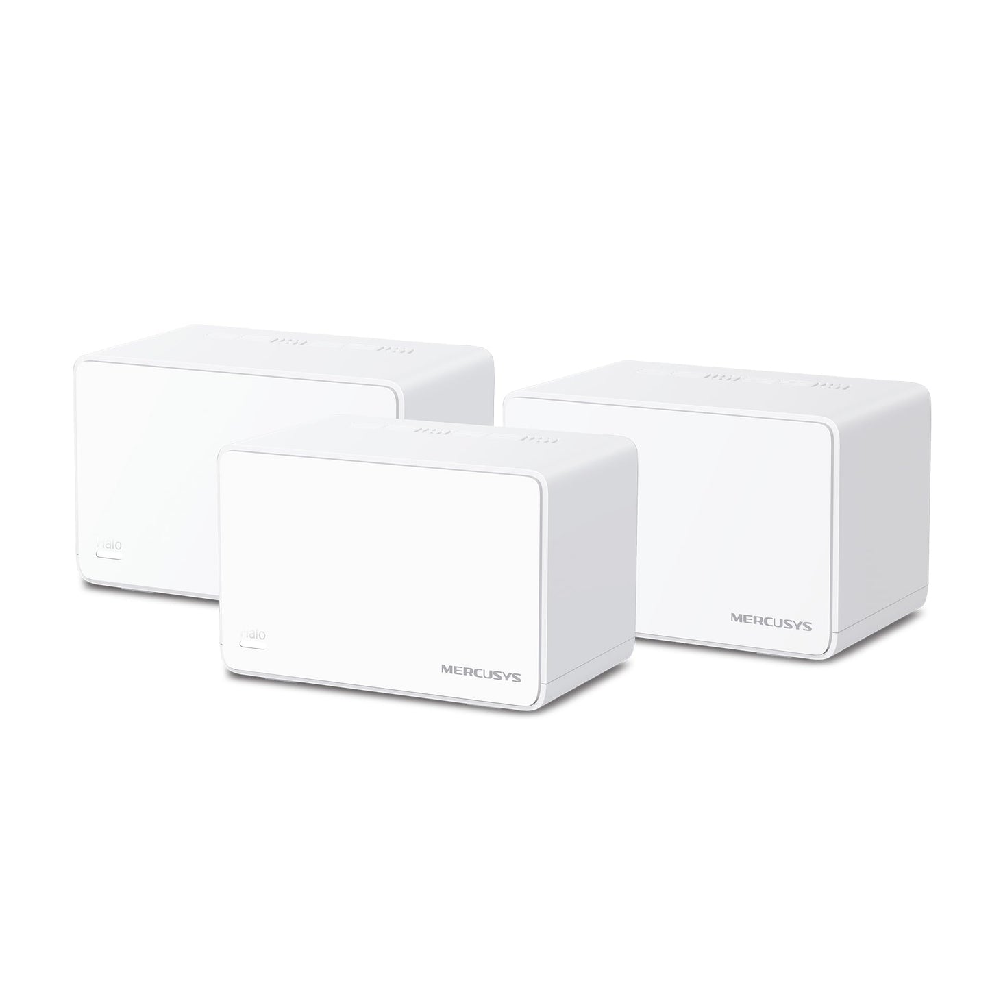 Mercusys Halo H3000X Mesh-WLAN komplekts (3 gab.), Wi-Fi 6 AX3000 divjoslas maršrutētājs un repeateris, 3 × Gigabit pieslēgumi katrā ierīcē, MU-MIMO, WPA3, bērnu aizsardzība, ieteicams mājām ar 3–5 guļamistabām.