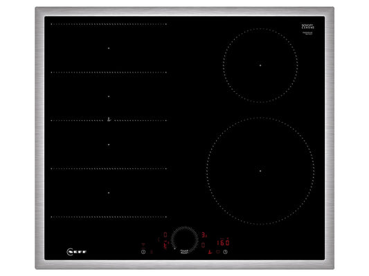 NEFF T66SHE4L0, N 70, indukcijas plīts virsma, autonomā stikla keramikas plīts virsma 60 cm plata, Twist Touch, Flex Induction, Home Connect, Smart Hood Automatic, uzstādāma, melna
