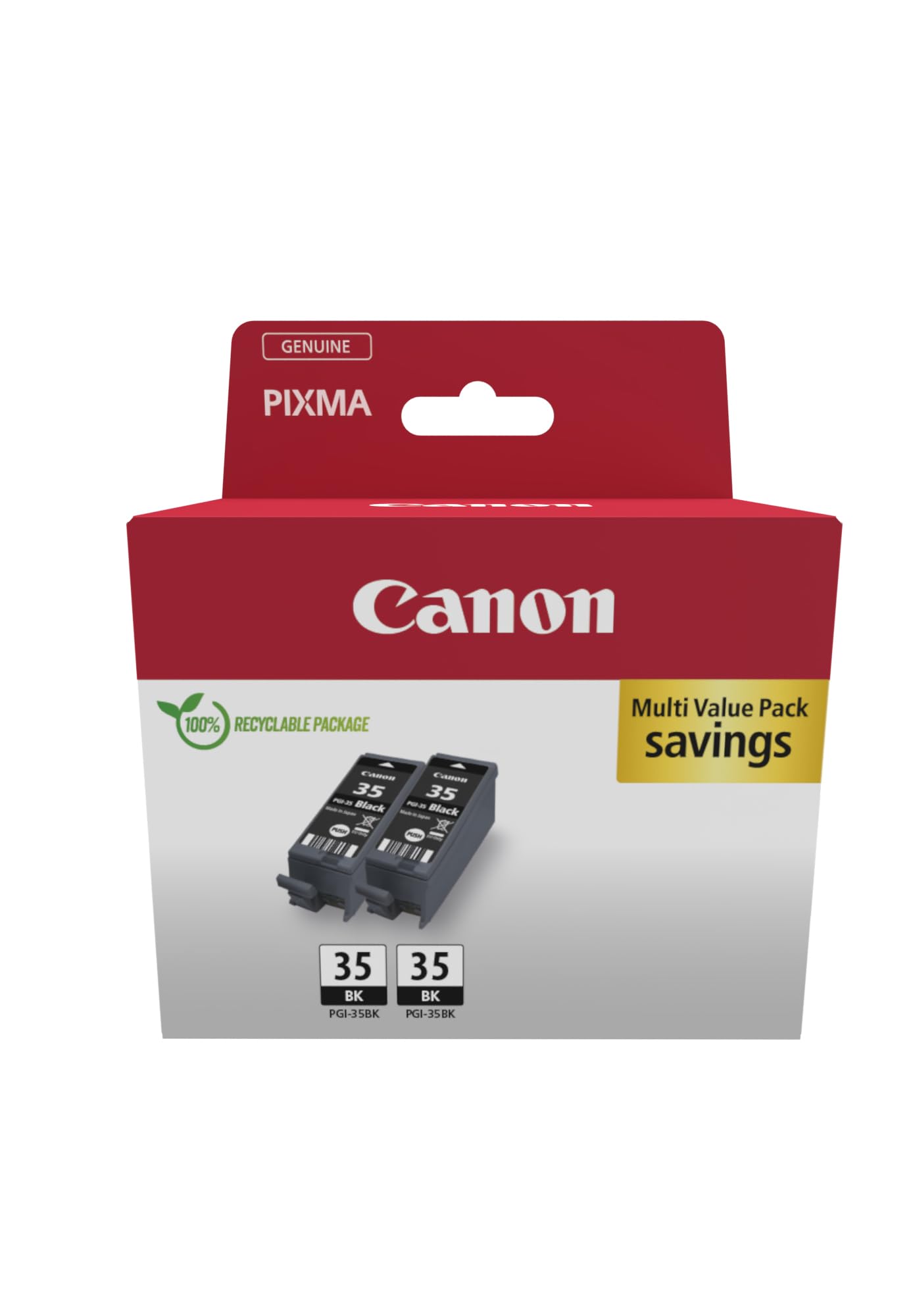 Canon PGI-35 Twin ink cartridge set - 2 original black cartridges, eco-friendly recyclable packaging 2024