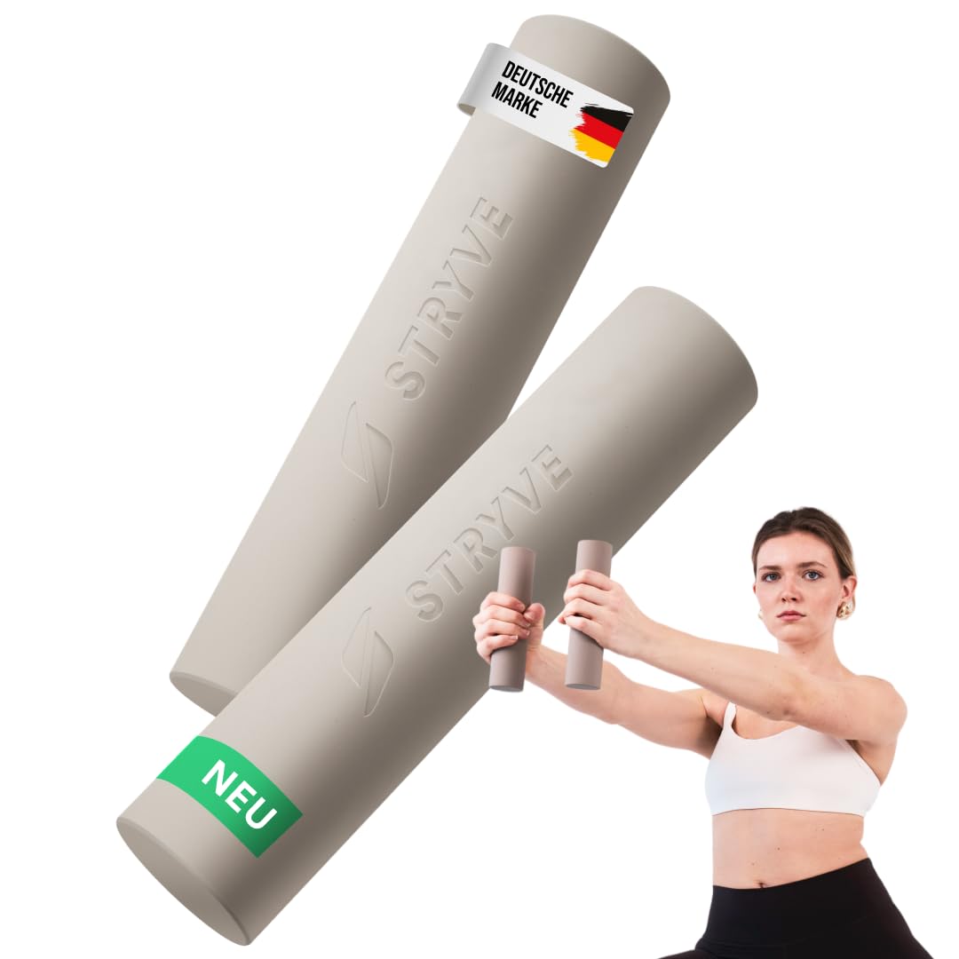 Hanteles sievietēm STRYVE 4kg komplekts bēšā krāsā - Slim Weights 2x 2kg hanteles - silikona pārklājums, neslīdošas un bez smaržas - hanteles Pilates, jogai un mājas treniņiem