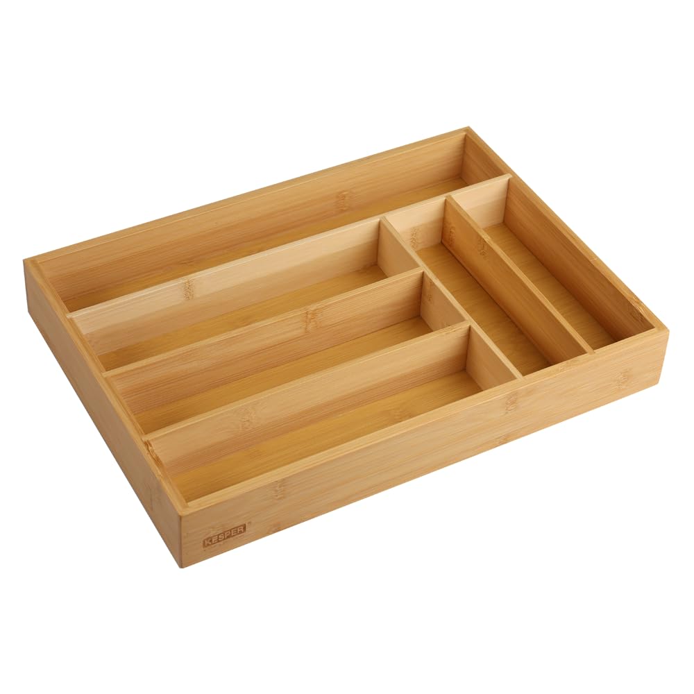 Galda piederumu organizators Kesper, bambuss, 6 nodalījumi, 35,5 x 25,5 x 5 cm, 58083
