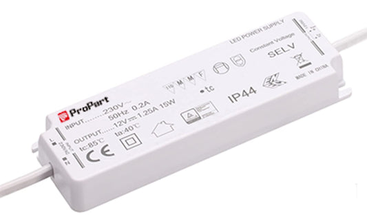 ProPart barošanas bloks IP44 24V 100W 4.16A - kompakts, ūdensizturīgs, izmērs 158 x 51 x 18 mm