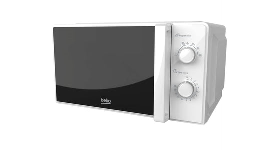 Beko MOC20100WFB mikroviļņu krāsns Solo 20 litri, 700 W, taimeris max. 30 min, 5 līmeņi, atkausēšanas un uzsildīšanas funkcijas, iestatīšana ar rotējošu pogu, beigu indikators, griežamais šķīvis ar 24,5 cm diametru, balts