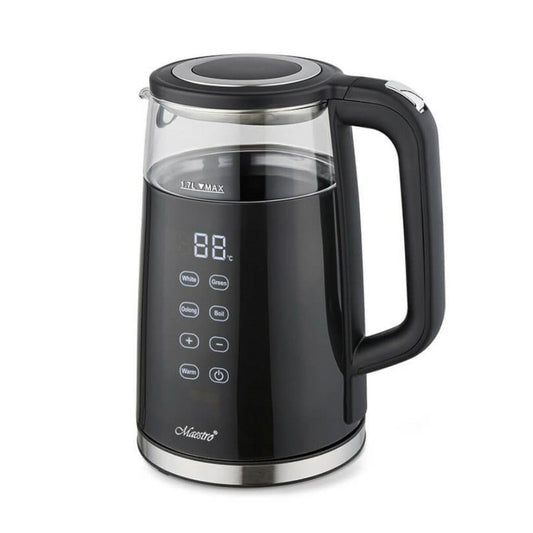 Feel Maestro tējkanna MR-049 - melna, caurspīdīga, borosilikāta stikls, 2200 W, 1,7 l jaudīga tējkanna.
