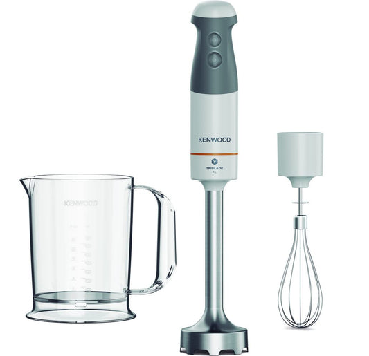 Kenwood HBM40.002WH rokas mikseris ar putotāju un mērtrauku, turbo funkcija, SureGrip tehnoloģija, 850W motors, balts/ pelēks