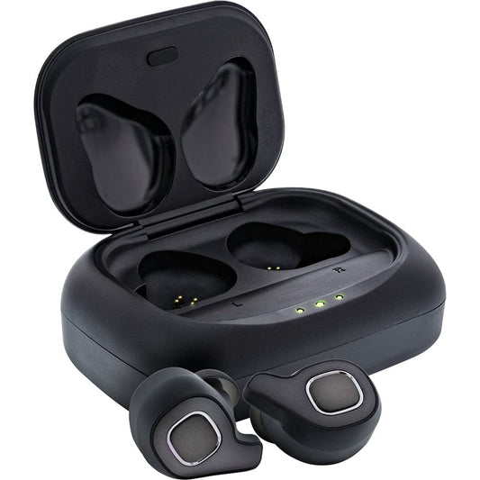 InLine 55356T PURE Air TWS - Bluetooth earbuds with True Wireless Stereo, Qi charging case, black, compact design.