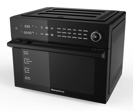 Melchioni Karstā gaisa fritieris BENEDETTA - 30L, digitālais displejs, Dual Cook, 18 programmām, 30-230°C, 12h taimeris, melns