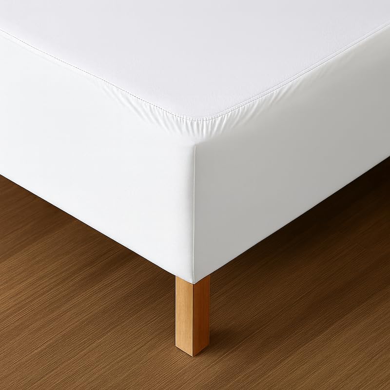 Gultas pamatnes pārvalks DAHLICA 160x200, balts, mīksts un elastīgs audums, nevainojams izskats