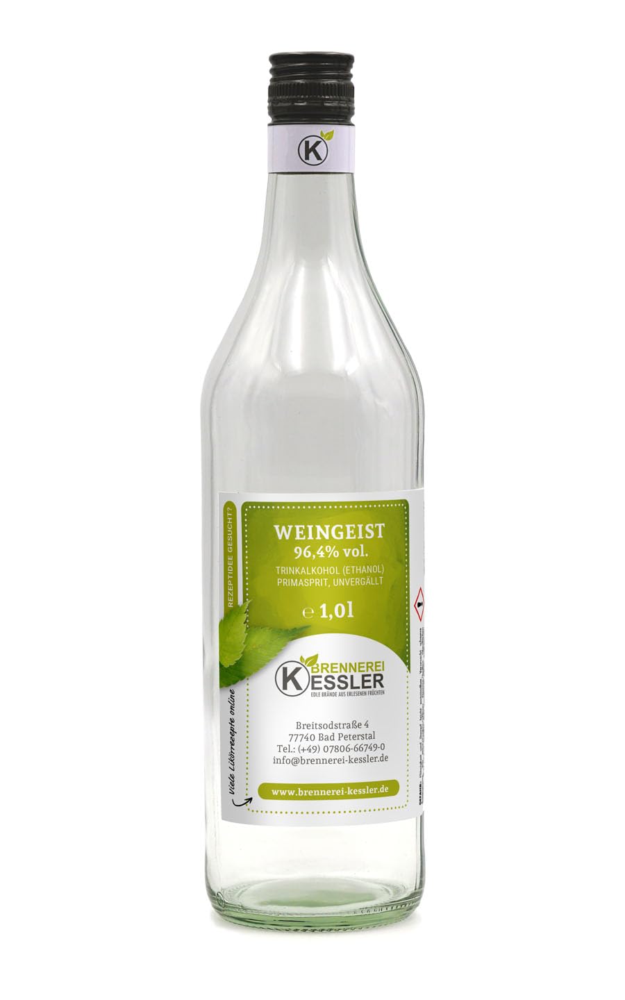 96,4% vīnogu spirts Brennerei Kessler Primasprit, 1 L