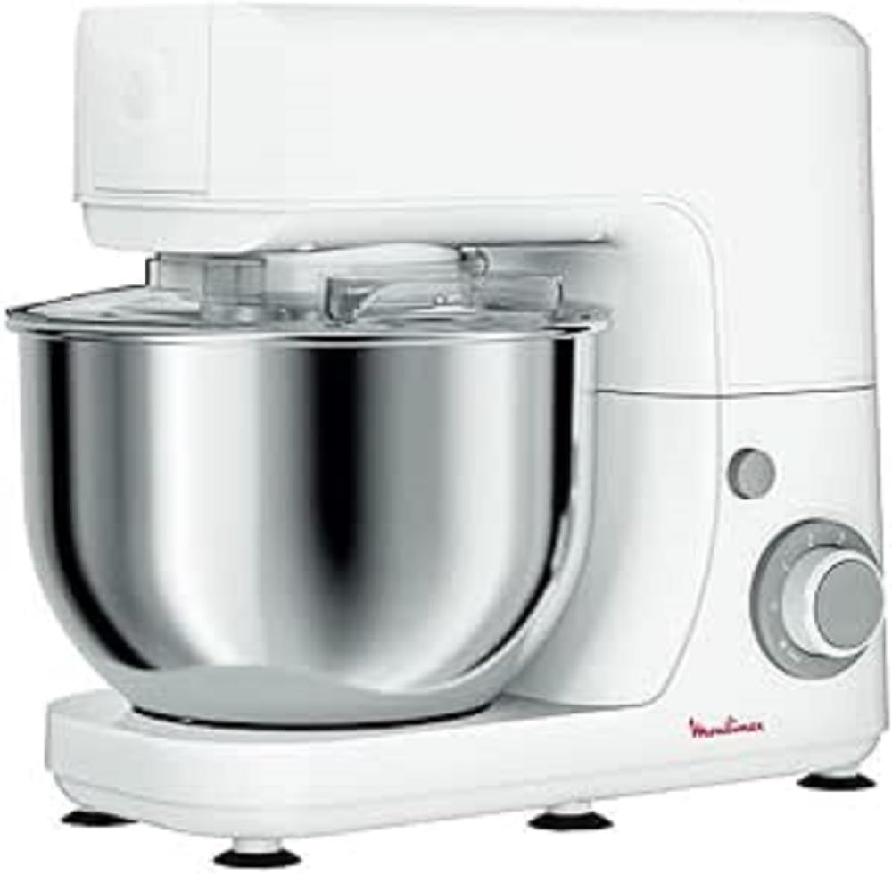 Moulinex virtuves mašīna, būtiska daudzfunkcionāla virtuves mašīna, 800 W, 6 ātrumu līmeņi, nerūsējošā tērauda bļoda, 4,8 l, kompaktā dizaina cepšanas komplekts, ziloņkaula krāsā.