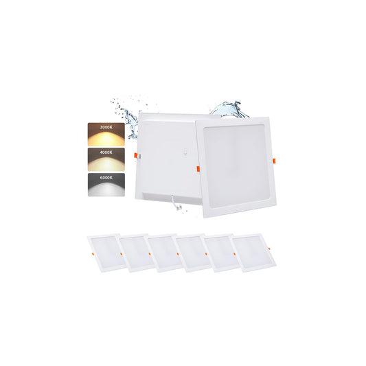 6 gab. LED griestu lampa kvadrātveida 36W 3CCT 5000LM, montāžas atvere Ø253-263mm