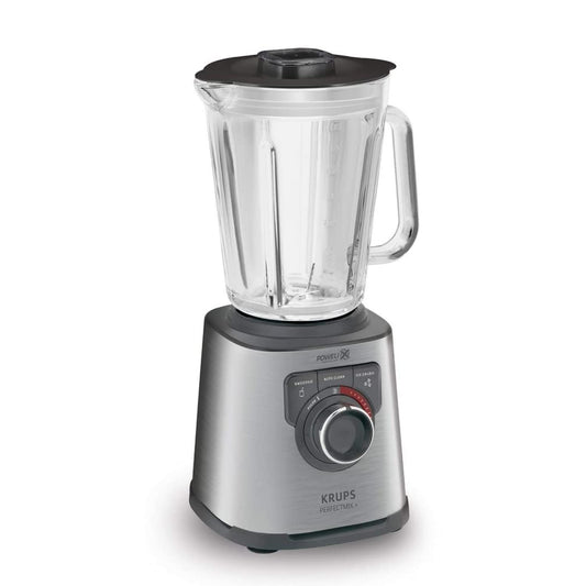 Krups KB403D Perfectmix - 1,200W blender, 2L glass jar, 28,000 RPM, 3 presets, Powelix technology, stainless steel, dark gray