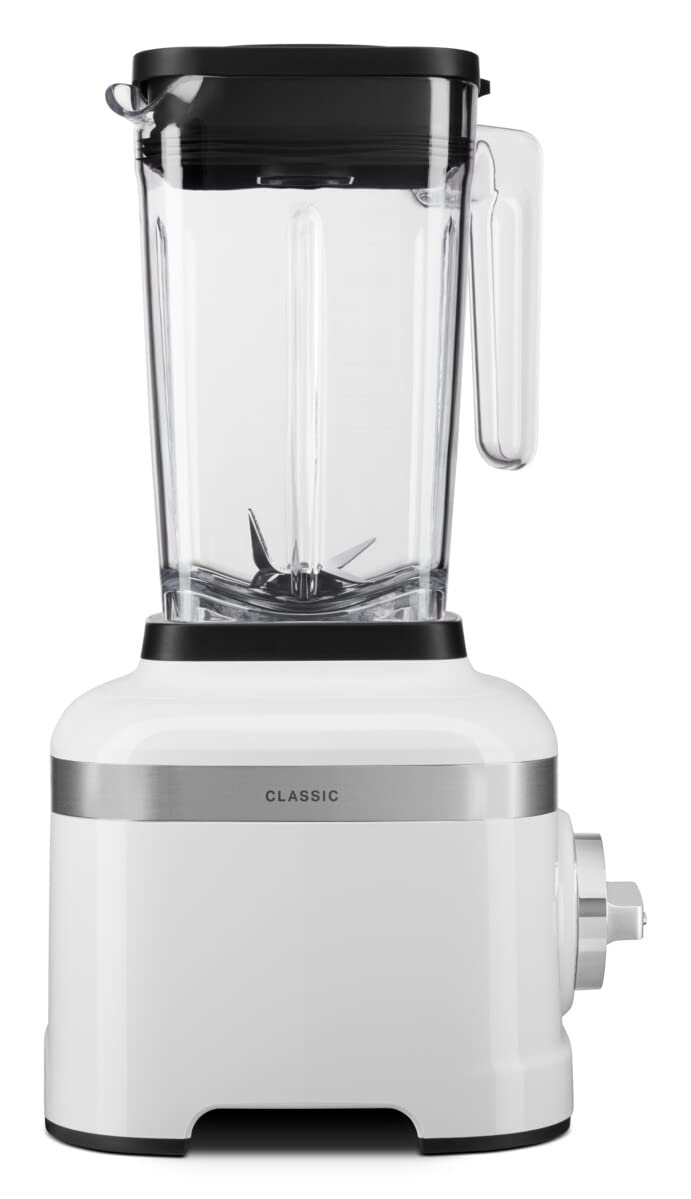 KitchenAid 5KSB1320EWH stenda mikseris - balts, 3.5L trauka, 5 ātrumi, jaudīgs motors, ideāls kokteiļiem un zupām.