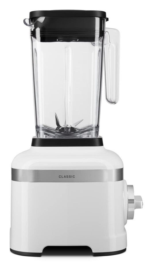 KitchenAid 5KSB1320EWH stenda mikseris - balts, 3.5L trauka, 5 ātrumi, jaudīgs motors, ideāls kokteiļiem un zupām.