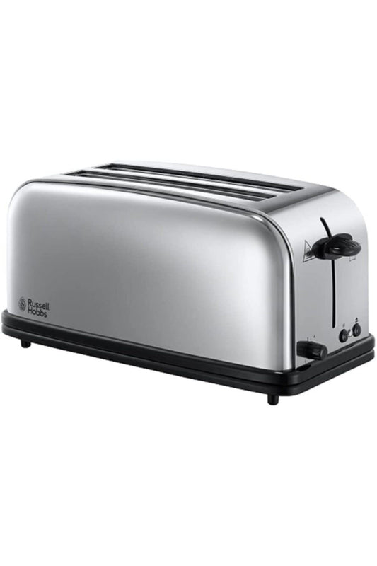 Russell Hobbs tosteris [2-slota garais slots 4 šķēlēm/2 platām maizes šķēlēm] Victory nerūsējošā tērauda (papildu platie tosteru sloti, maizīšu uzlikums, 6 brūnināšanas līmeņi + atkausēšanas un sildīšanas funkcija) 23520-56