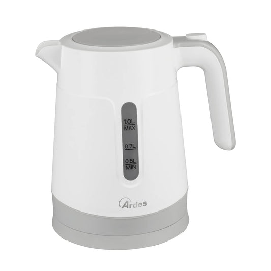ARDES KETTY GLAM Electric Kettle - 1L capacity, ideal for herbal teas, with electric base and cord storage.