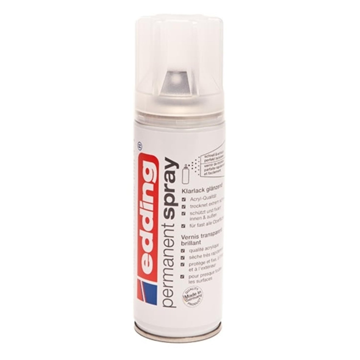 Aizsarglakas aerosols edding 5200 Permanentspray - caurspīdīgs spīdīgs - 200 ml - akrila laka spīdīgam rezultātam - lakas fiksēšanai un aizsardzībai - caurspīdīgs lakas aerosols
