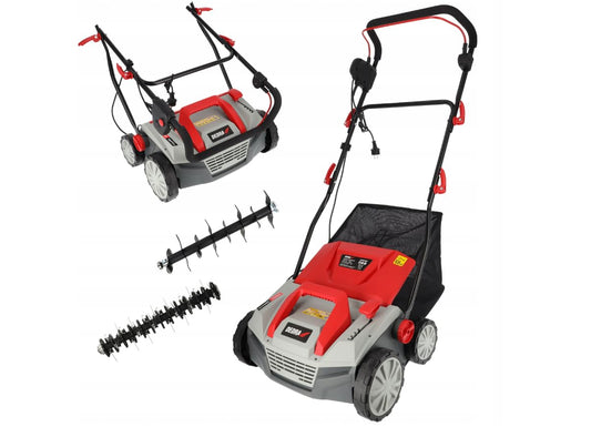 Rasen aerators DEDRA Vertikutierer/Rasenlüfter, 1800W, 3500 U/Min, 38cm darba platums, 45 l savācējmaiss