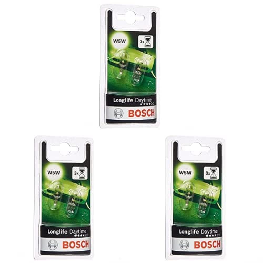 Bosch W5W Longlife Dienas Gaismas Automašīnu Lampas - 12 V 5 W W2,1x9,5d - 2 gab., 3 iepakojums