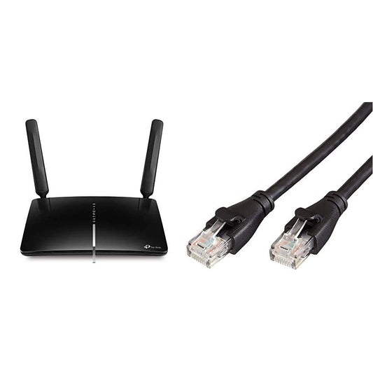 TP-Link Archer MR600 AC1200 Mbps LTE maršrutētājs Dualband 4G + Cat6 Gigabit WLAN maršrutētājs, melns & Amazon Basics Ethernet tīkla kabelis, RJ45, Cat6, 7,6 m, 1.000 Mbit/s
