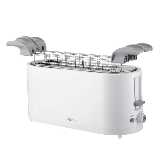 Ardes ARTOAST02 tosteris Tosteris 2 šķēles Sleek Plus 4 šķēles Papildu 3 cepšanas funkcijas un taimeris 7 grauzdiņu iestatījumi ar nerūsējošā tērauda knaiblēm Papildu garas drupatas savācējs noņemams un vadu uzglabāšana