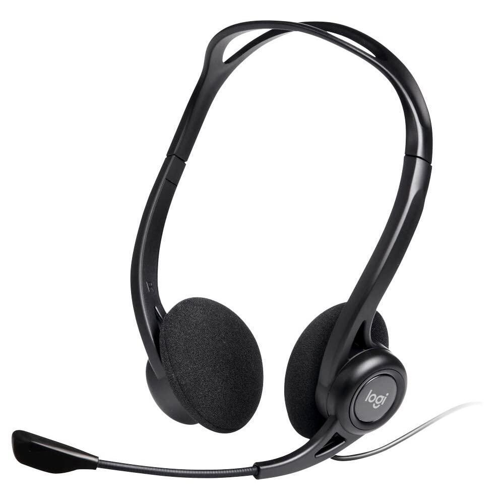 Austiņas ar mikrofonu Logitech 960 USB, stereo austiņas datoram ar trokšņu slāpēšanu un regulējamu mikrofonu