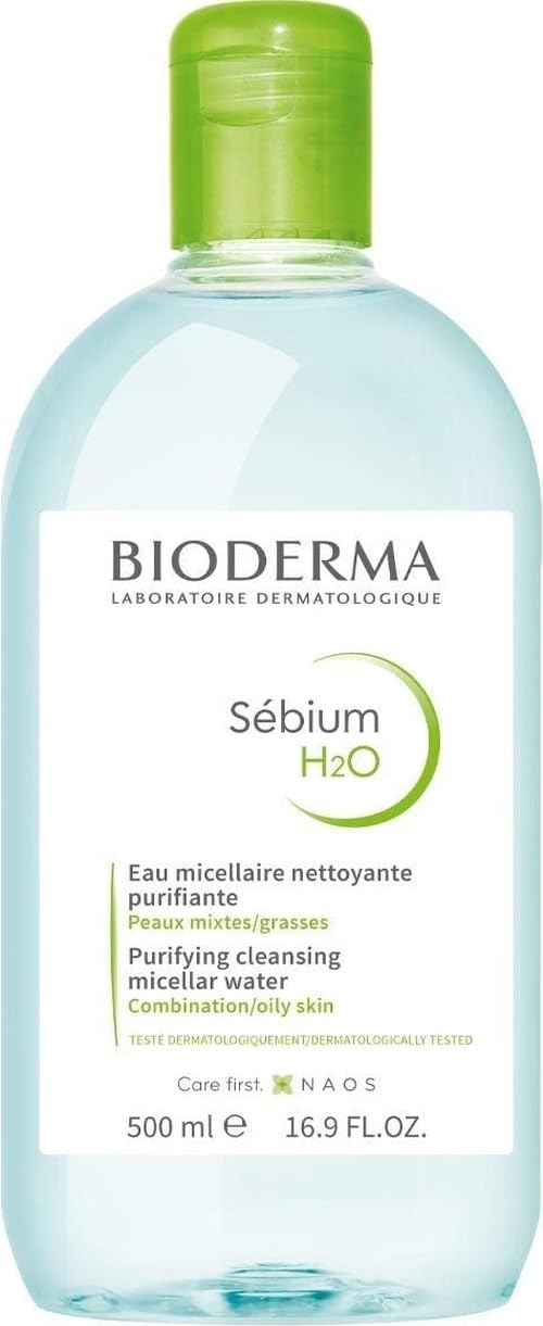 Micelārais ūdens BIODERMA Sébium H2O taukainai un kombinētai ādai, attīra un noņem kosmētiku, 500 ml