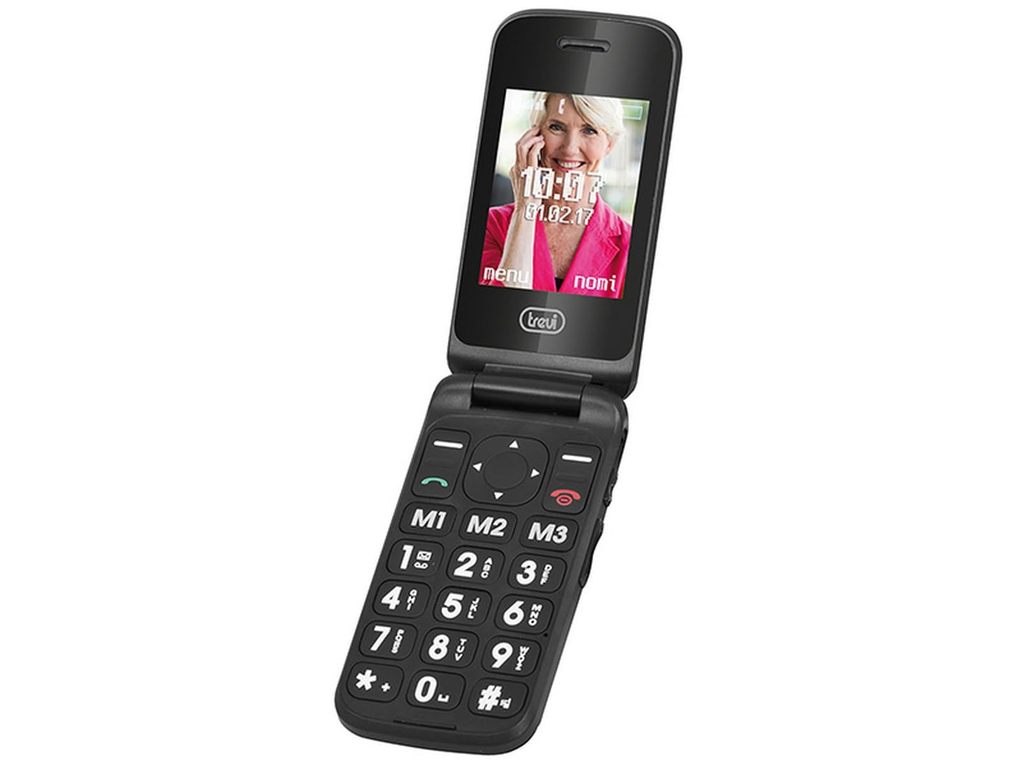 Trevi FLEX PLUS 55 - senioru tālrunis ar lielām pogām, 2,4" LCD, SOS funkcija, uzlādes stacija, bezvadu, melns