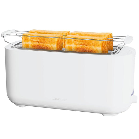 Clatronic® tosteris 4 šķēles | Tosteris ar maizīšu uzlikumu | Garais tosteris ar atkausēšanas/uzsildīšanas/ātrā apstāšanās funkciju | Tosteris balts arī tostermaizēm un gatavām vafelēm | TA 3802 balts