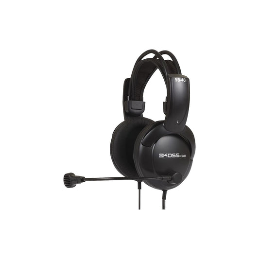 Koss SB40 Over-Ear spēļu austiņas ar mikrofonu - melnas, komfortablas, ar skaidru skaņu un regulējamu mikrofonu.