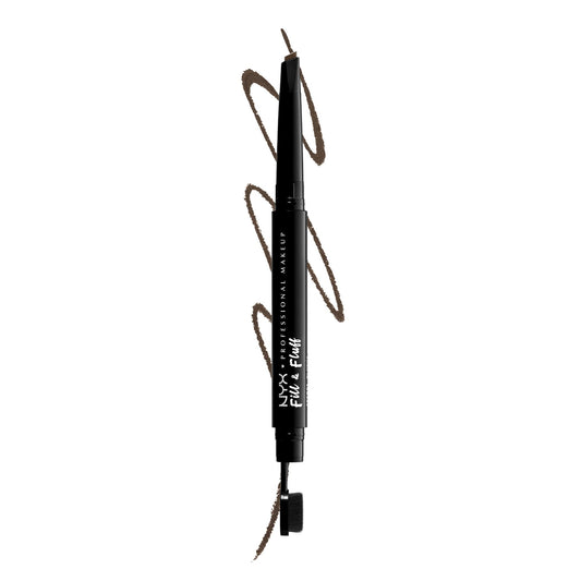 Acu zīmulis uzacīm NYX Professional Makeup Fill & Fluff Eyebrow Pomade Pencil, Ash Brown, ar vasku, precīzu uzgali un birstīti