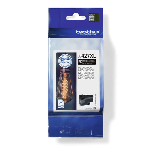 Brother LC-427XLBK Black Ink Cartridge - High yield, prints up to 6,000 pages, compatible with MFC-J5955DW, MFC-J6955DW.