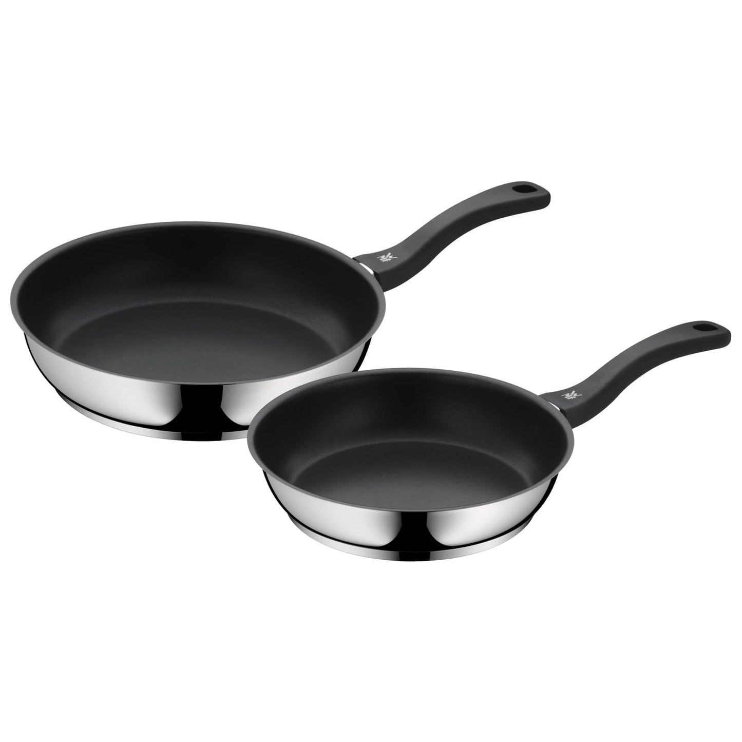 WMF Devil Pannas komplekts - 28 cm un 24 cm indukcijas pannas, Cromargan nerūsējošais tērauds, plastmasas rokturis