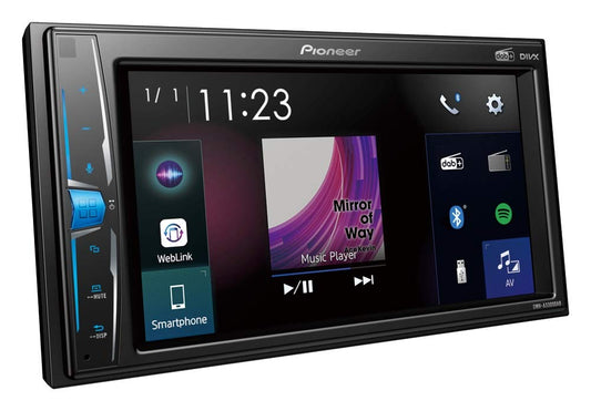 Pioneer DMH-A3300DAB 2-DIN multimediju atskaņotājs, 6,2 collu ClearType skārienekrāns, viedtālruņa savienojums, USB, DAB/DAB+ digitālais radio, WebLink, Bluetooth, 13 joslu grafiskais ekvalaizers