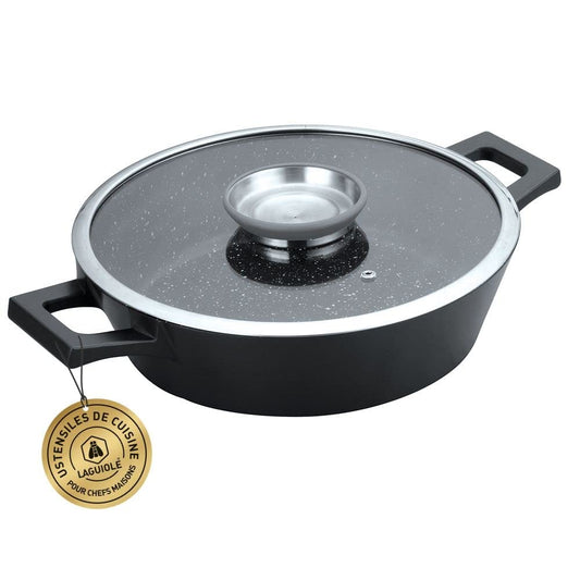 LAGUIOLE cepamā panna - 36 cm, melna, pretpiedeguma Greblon C2+, piemērota indukcijai, MAESTRO