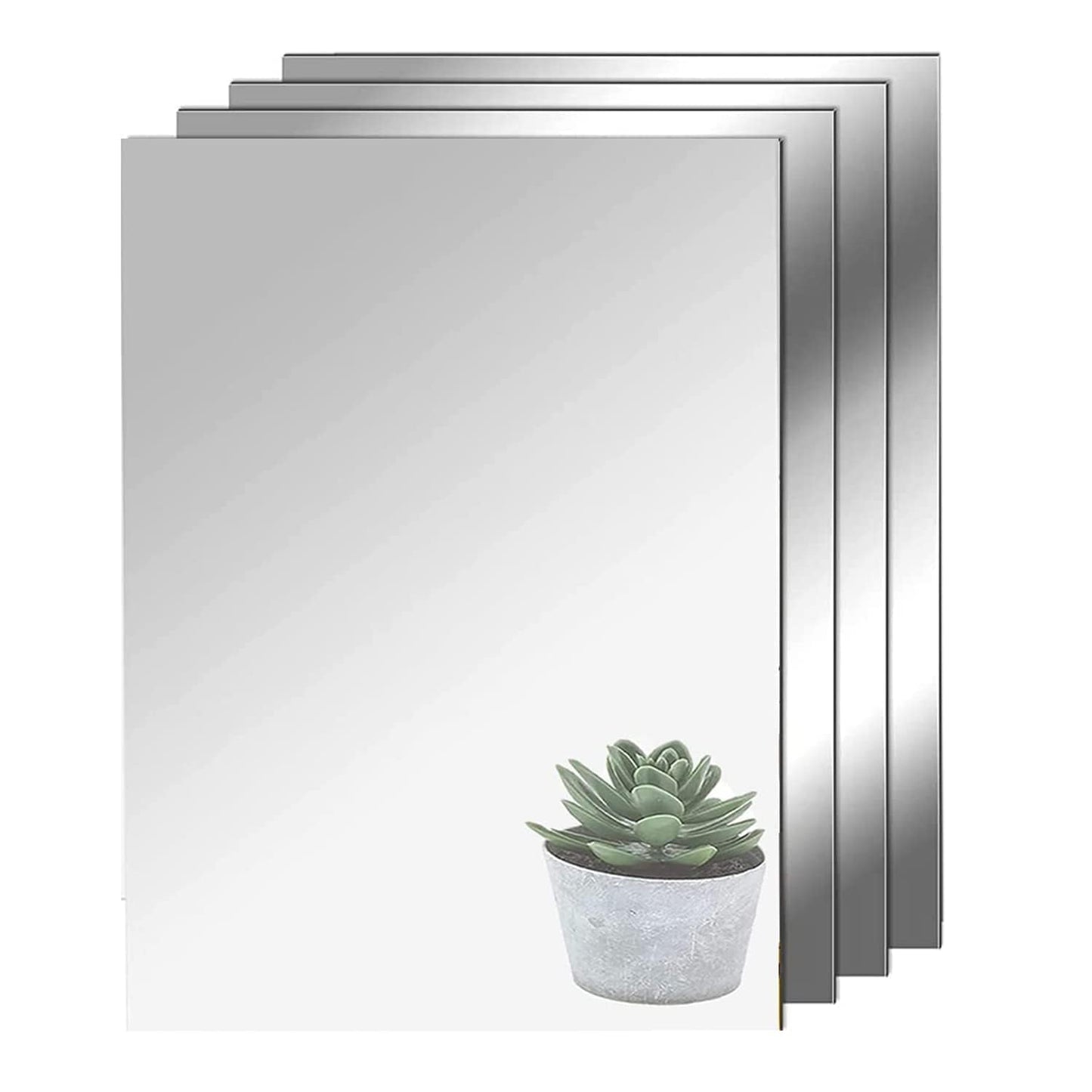 TSKDKIT HD pašlīmējošas spoguļflīzes 4 gab., bezstikla spogulis, A4 spoguļplāksnes, elastīgas pašlīmējošas akrila spoguļloksnes sienas dekoram, sienas spogulis (29 x 21 cm)