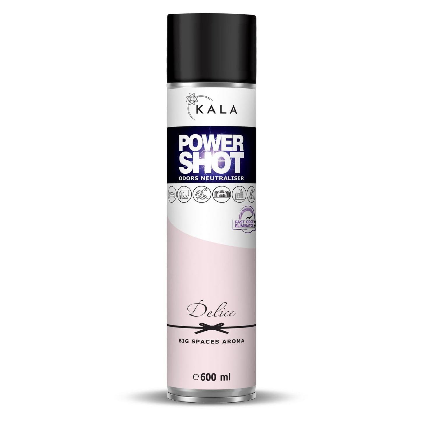 Telpu smaku neitralizētājs KALA POWER SHOT, aktīvs aromatizētājs lielām telpām līdz 200 m3, Delice aromāts, 600 ml