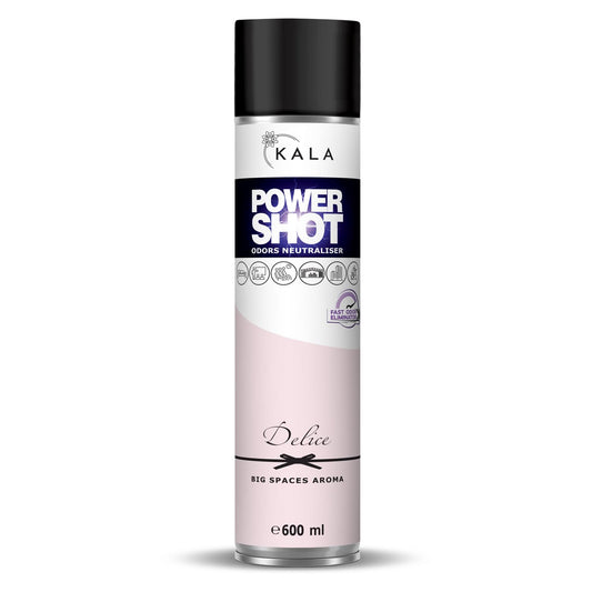 Telpu smaku neitralizētājs KALA POWER SHOT, aktīvs aromatizētājs lielām telpām līdz 200 m3, Delice aromāts, 600 ml
