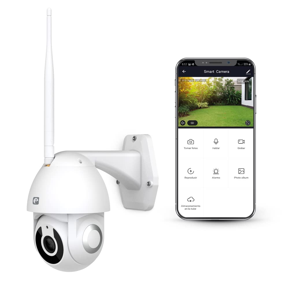 Garza - Smart Smart Wifi 360 grādu uzraudzības kamera ārpus telpām, 1080P HD, IP65 ūdensizturīga, nakts redzamība, kustības noteikšana, 2,4 GHz WLAN, 1 vienība (1 gab.)