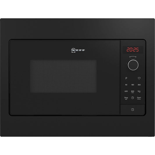 NEFF HLAWG25S3 mikroviļņu krāsns, N30, 50x38 cm (PxA), LED displejs, automātiskie programmas, viegla tīrīšana, viegla pulksteņa iestatīšana, melna